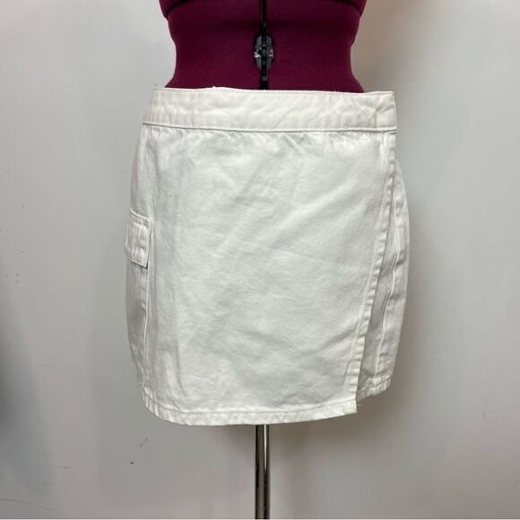 Primark Cotton Denim Wrap Mini Skirt with Pockets US14 - Picture 5 of 11